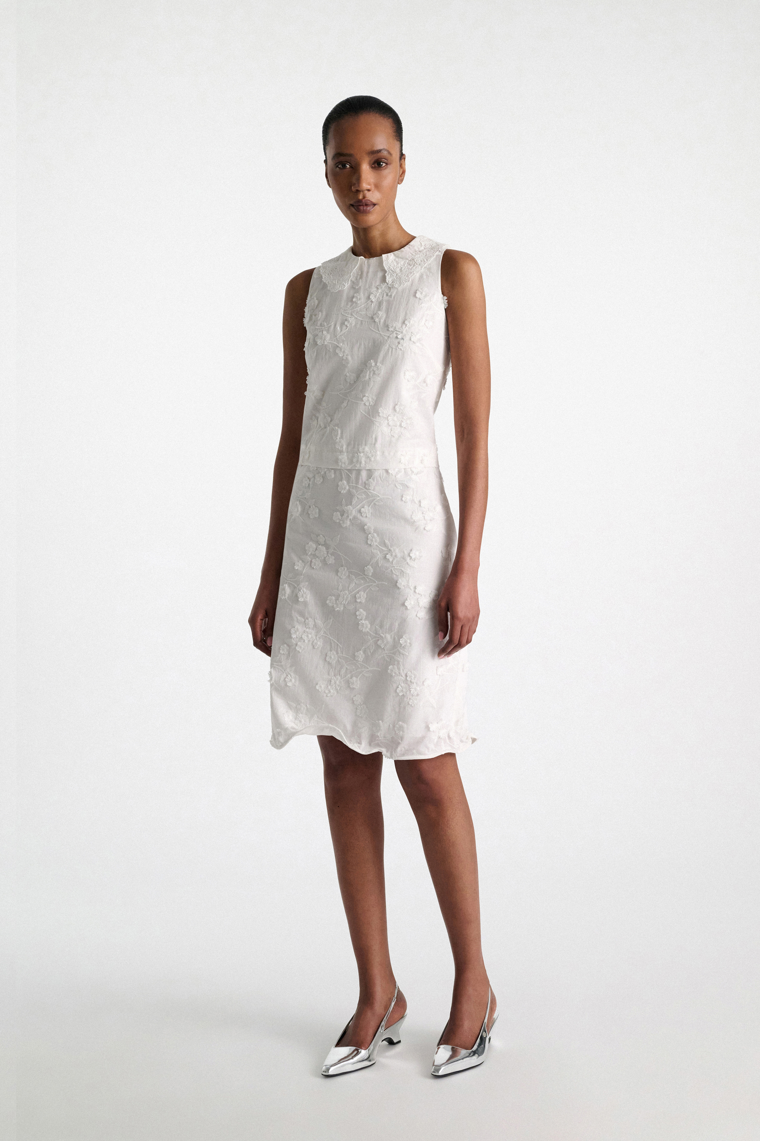 Dorothee Schumacher Shift dress in cotton-fil-coupé camellia white
